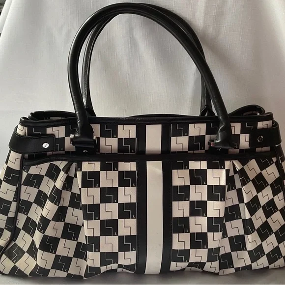 L.A.M.B. Black and White Checkered Satchel - Picture 2 of 16